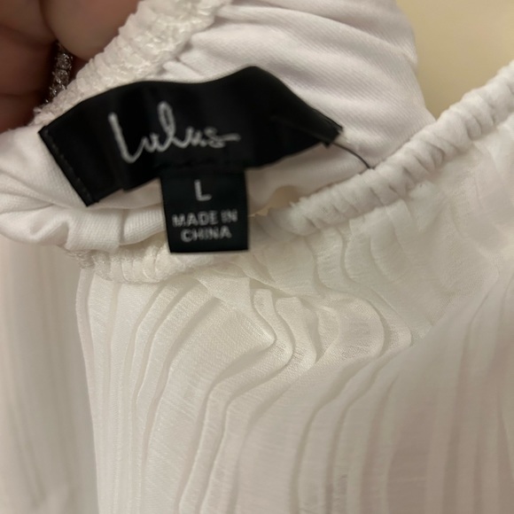 One shoulder white pleated midi dress - Picture 2 of 3